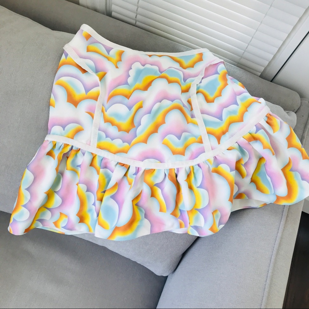 Opening Ceremony rainbow cloud scuba ruffle skirt